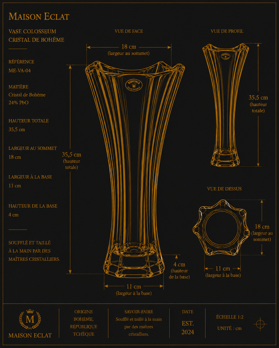 Vase Colosseum – Cristal de Bohême