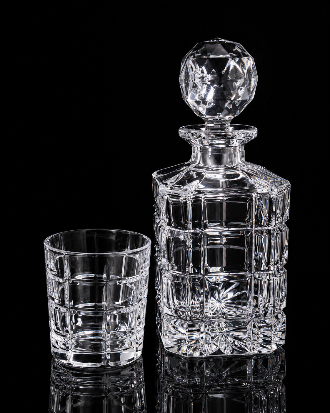 Coffret Whisky Timesquare – Carafe & 6 Verres en Cristal de Bohême.