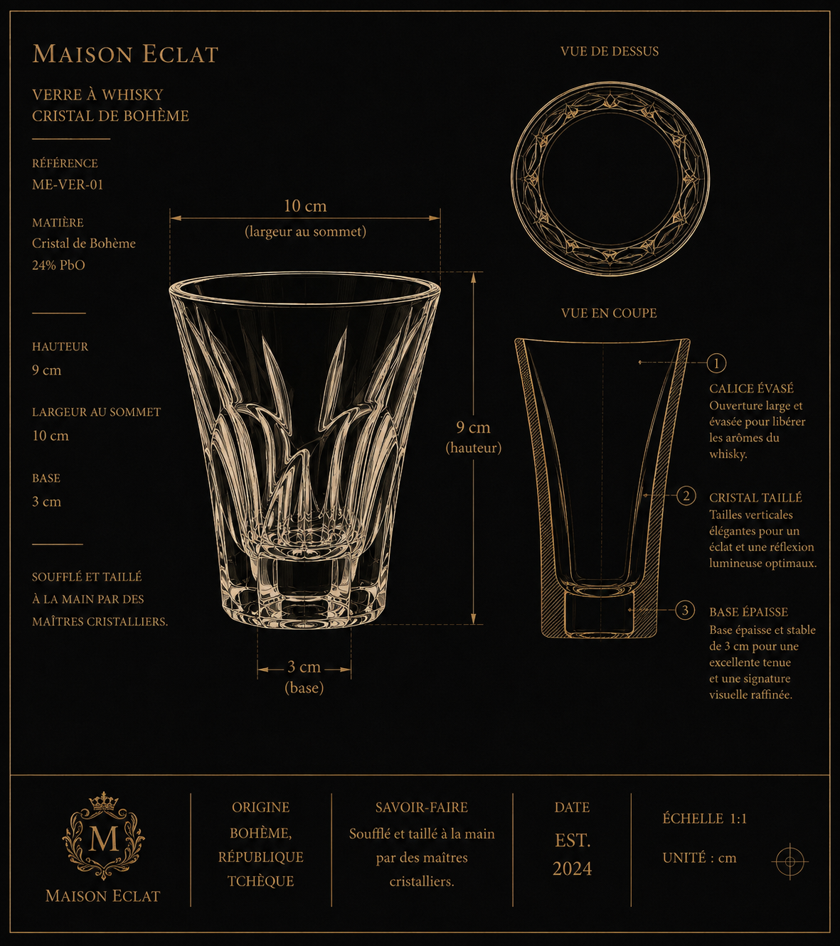 Coffret 6 Verres à Whisky Vortex – Cristal de Bohême