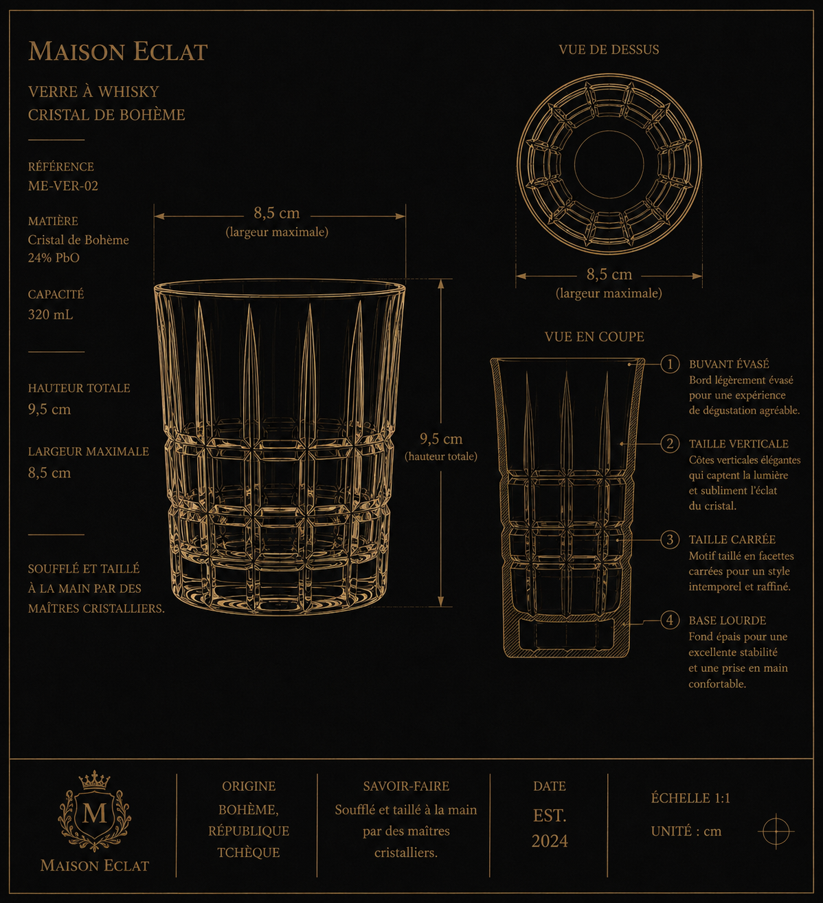 Coffret 6 Verres Timesquare 320 mL – Cristal de Bohême