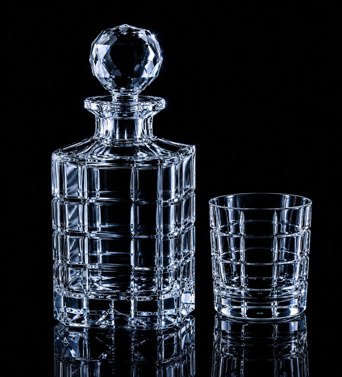 Coffret Whisky Timesquare – Carafe & 6 Verres - Cristal de Bohême
