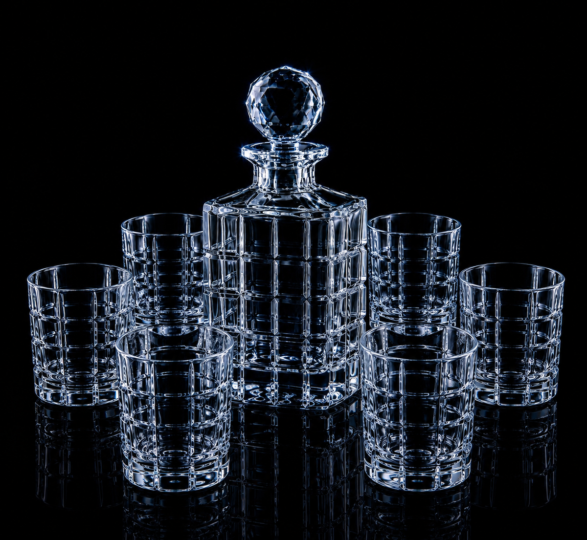 Coffret Whisky Timesquare – Carafe & 6 Verres - Cristal de Bohême